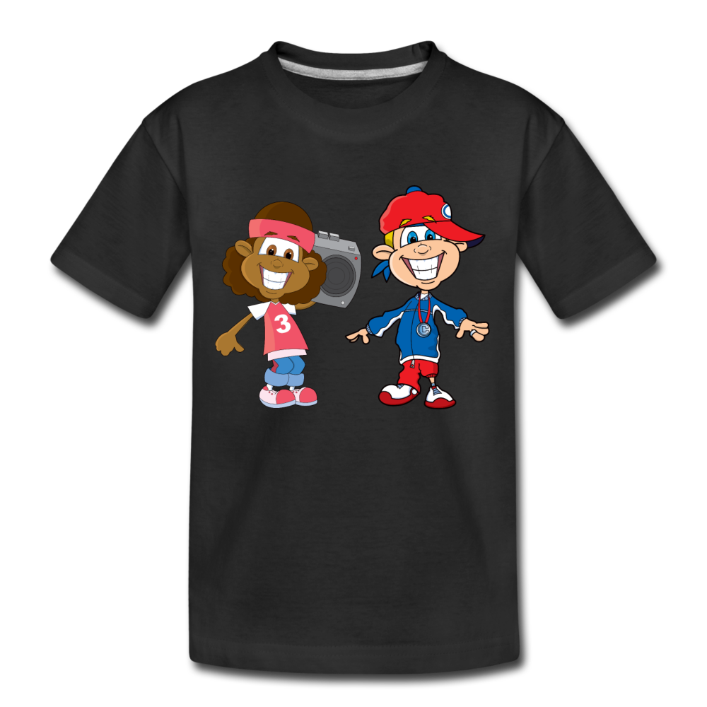 Hip Hop Cartoon Kids Kids T-Shirt - black