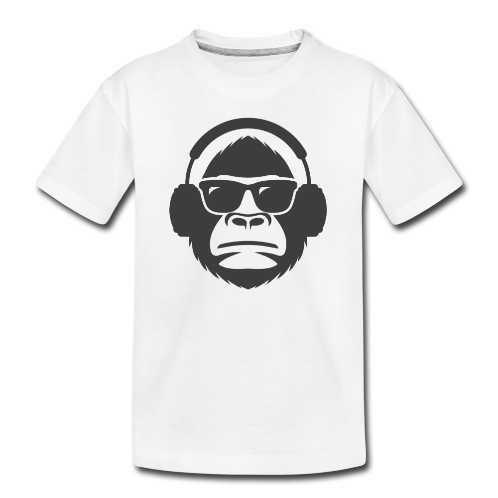 Monkey Headphones Kids T-Shirt - white
