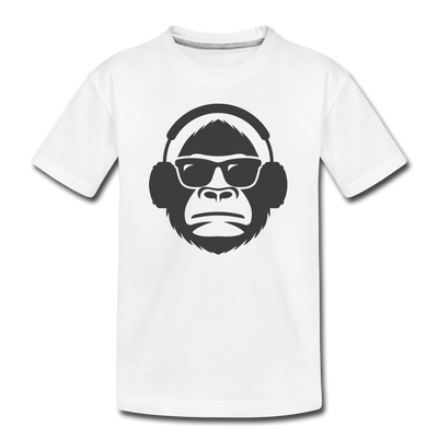 Monkey Headphones Kids T-Shirt - white