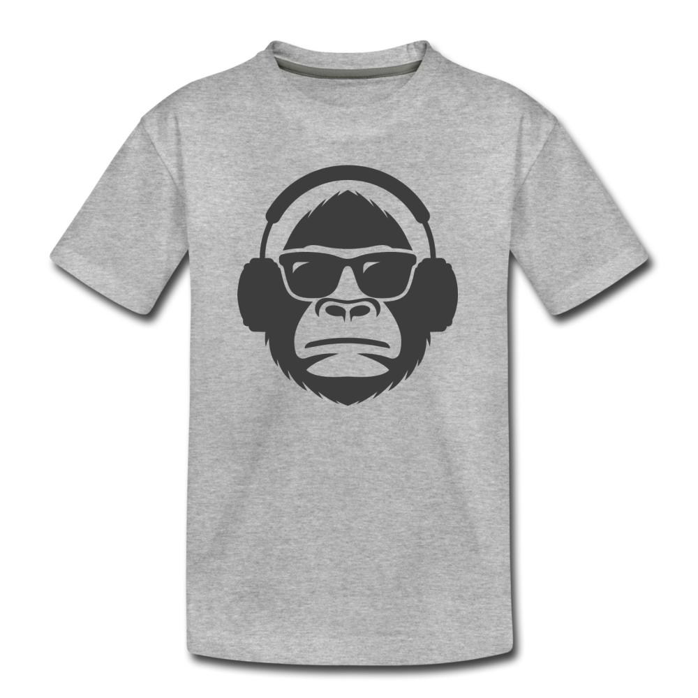 Monkey Headphones Kids T-Shirt - heather gray