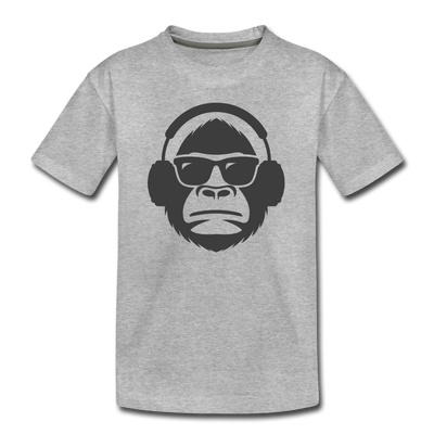 Monkey Headphones Kids T-Shirt - heather gray