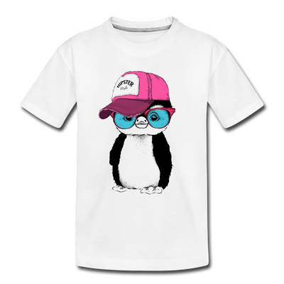 Hipster Penguin Kids T-Shirt - white