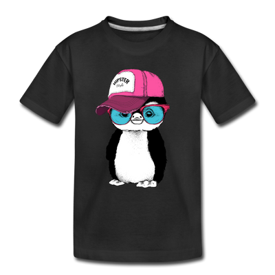 Hipster Penguin Kids T-Shirt - black