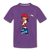 Hockey Girl Cartoon Kids T-Shirt - purple