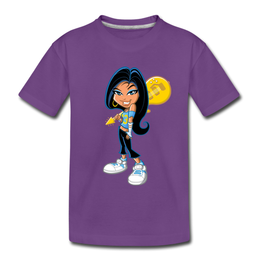 Guitar Girl Cartoon Kids T-Shirt - purple
