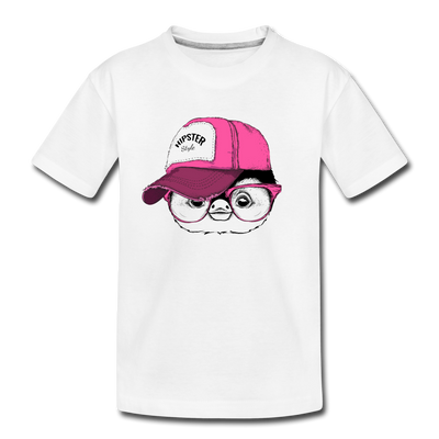 Hipster Penguin Head Kids T-Shirt - white