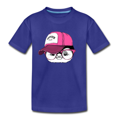 Hipster Penguin Head Kids T-Shirt - royal blue
