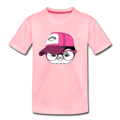 Hipster Penguin Head Kids T-Shirt - pink