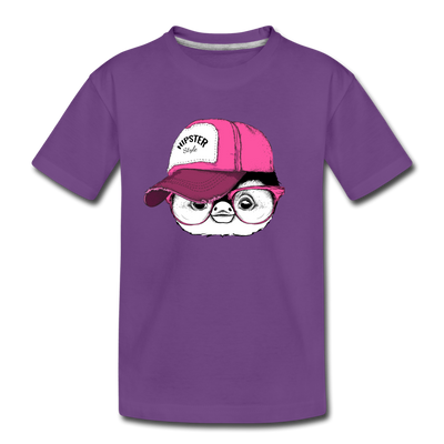 Hipster Penguin Head Kids T-Shirt - purple