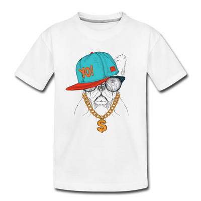Hip Hop French Bulldog Kids T-Shirt - white