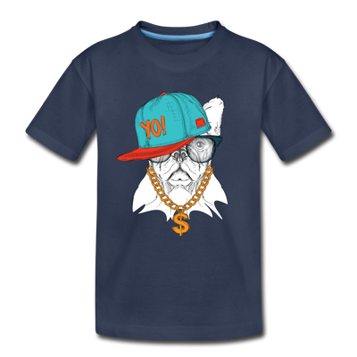 Hip Hop French Bulldog Kids T-Shirt - navy
