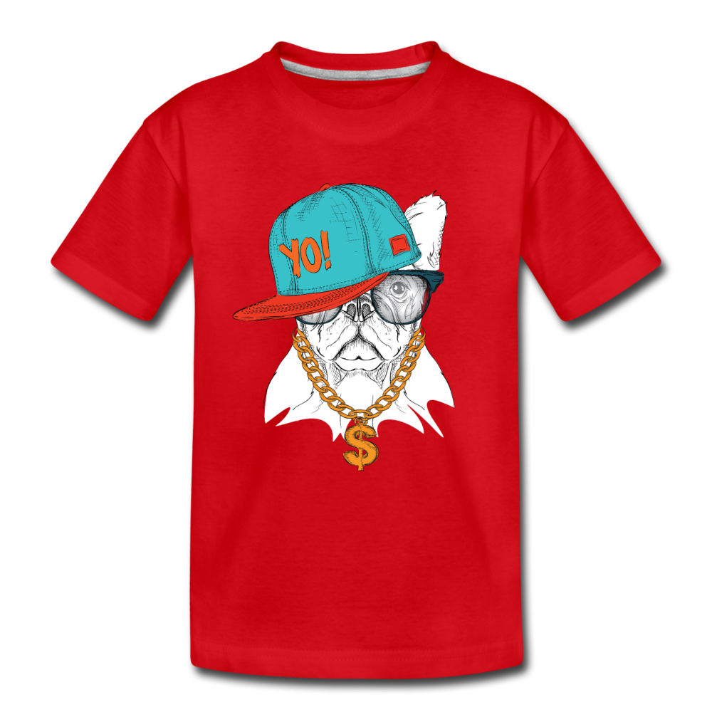 Hip Hop French Bulldog Kids T-Shirt - red