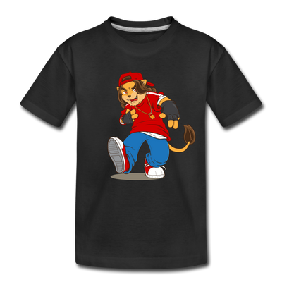 Hip Hop Lion Cartoon Kids T-Shirt - black