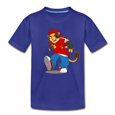 Hip Hop Lion Cartoon Kids T-Shirt - royal blue