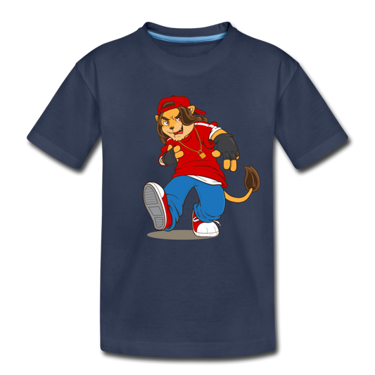 Hip Hop Lion Cartoon Kids T-Shirt - navy