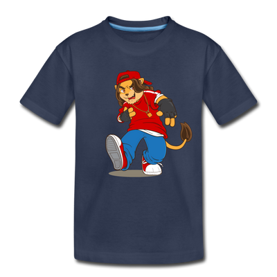 Hip Hop Lion Cartoon Kids T-Shirt - navy