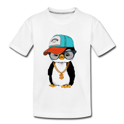 Hipster Penguin Kids T-Shirt - white