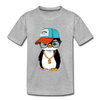 Hipster Penguin Kids T-Shirt - heather gray