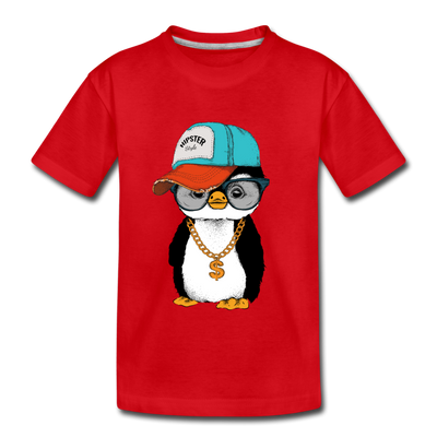 Hipster Penguin Kids T-Shirt - red