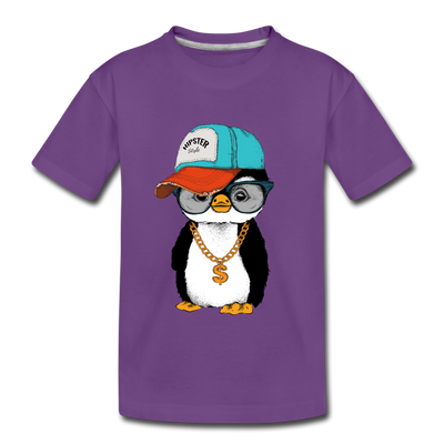 Hipster Penguin Kids T-Shirt - purple