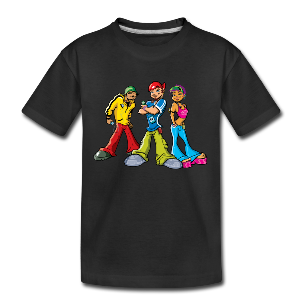 Hip Hop Cartoons Kids T-Shirt - black