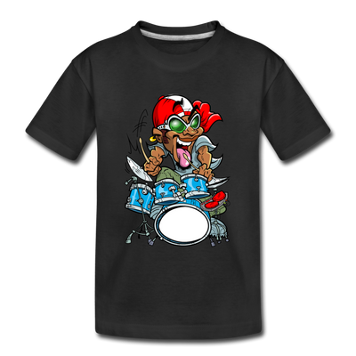 Drummer Cartoon Kids T-Shirt - black