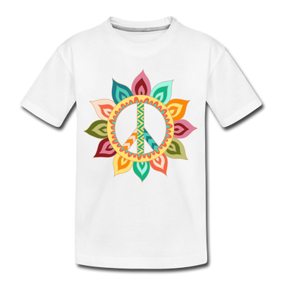 Floral Peace Sign Kids T-Shirt - white