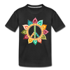 Floral Peace Sign Kids T-Shirt - black