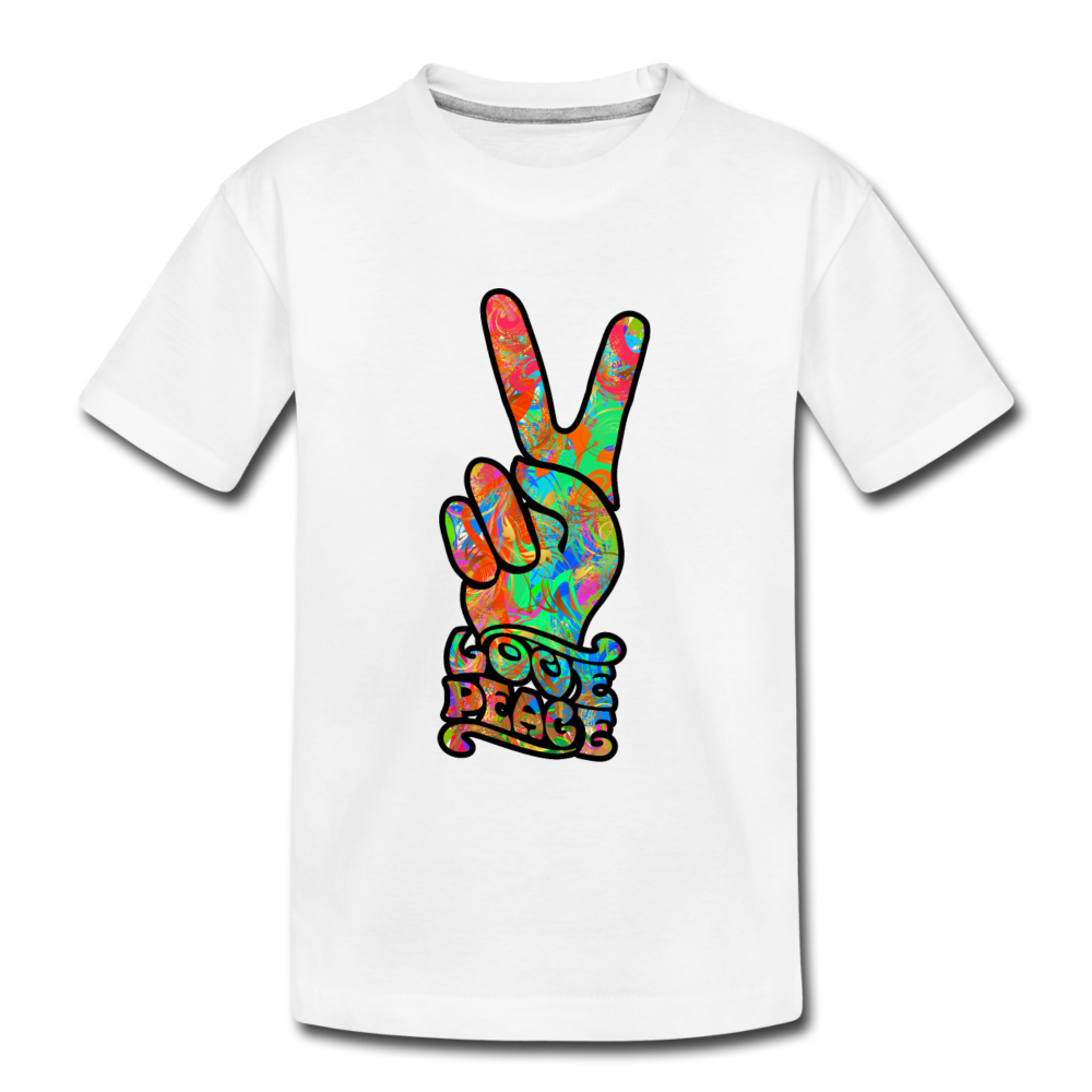 Love Peace Sign Kids T-Shirt - white