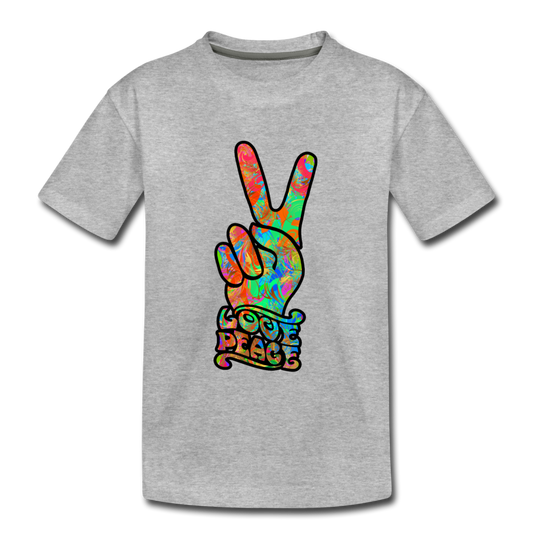 Love Peace Sign Kids T-Shirt - heather gray