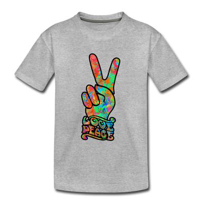 Love Peace Sign Kids T-Shirt - heather gray