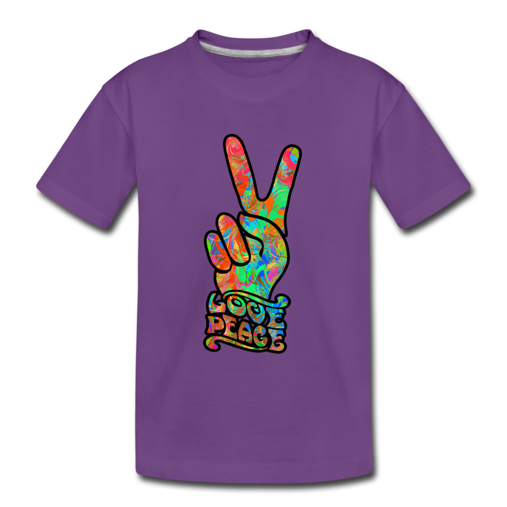 Love Peace Sign Kids T-Shirt - purple