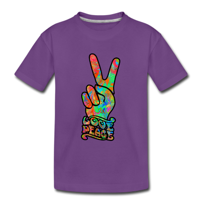 Love Peace Sign Kids T-Shirt - purple