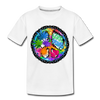 Colorful Floral Love Peace Sign Kids T-Shirt - white