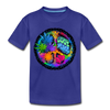 Colorful Floral Love Peace Sign Kids T-Shirt - royal blue