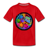 Colorful Floral Love Peace Sign Kids T-Shirt - red
