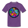 Colorful Floral Love Peace Sign Kids T-Shirt - purple