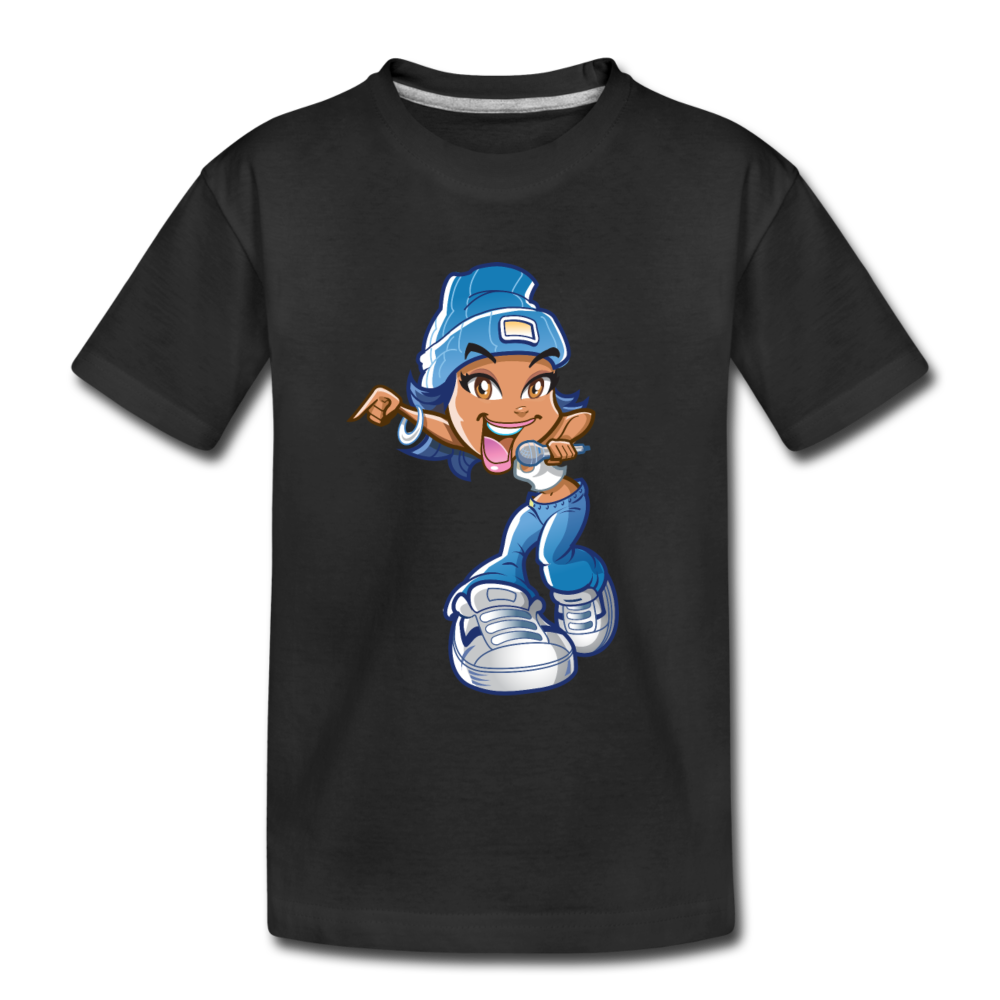 Cartoon Girl Kids T-Shirt - black