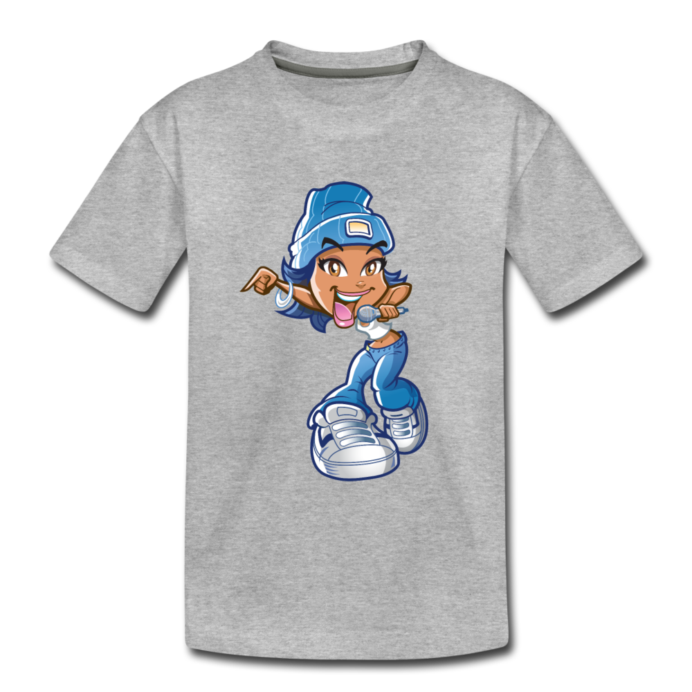 Cartoon Girl Kids T-Shirt - heather gray