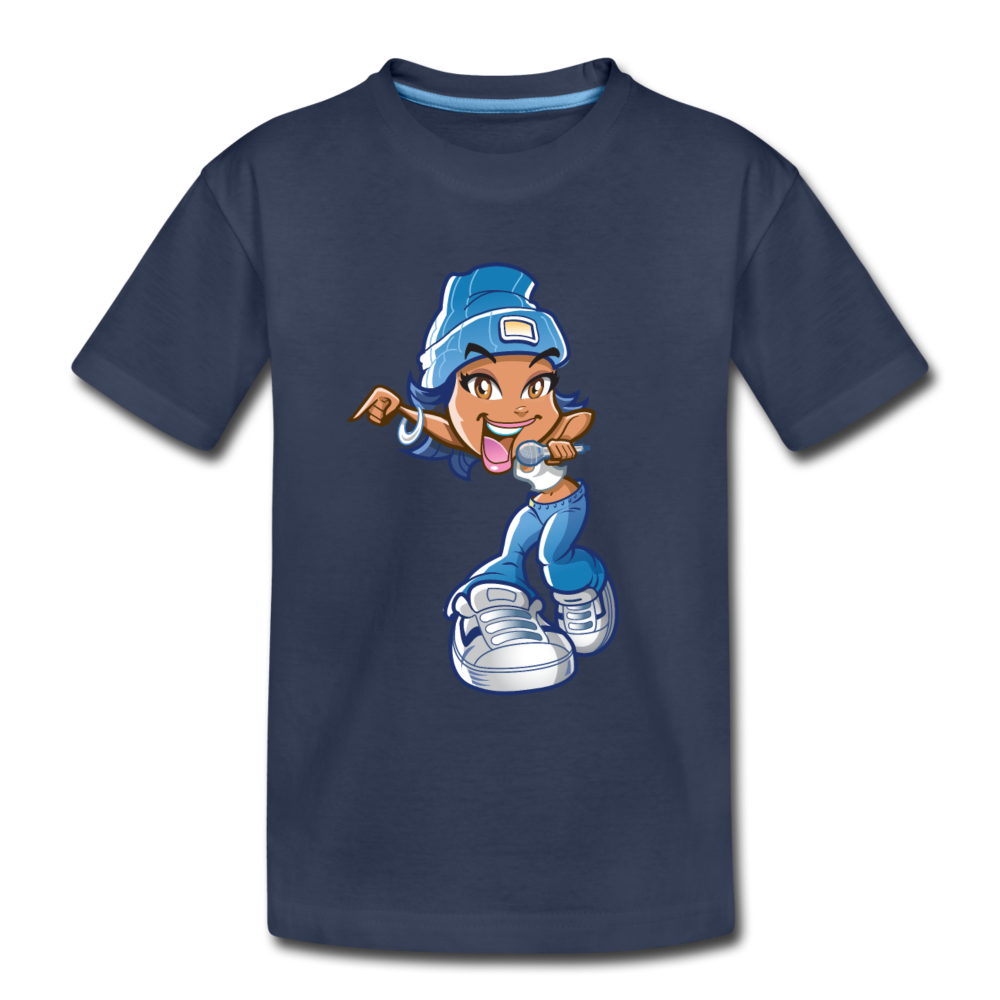 Cartoon Girl Kids T-Shirt - navy