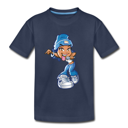 Cartoon Girl Kids T-Shirt - navy