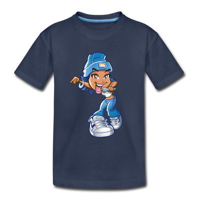 Cartoon Girl Kids T-Shirt - navy
