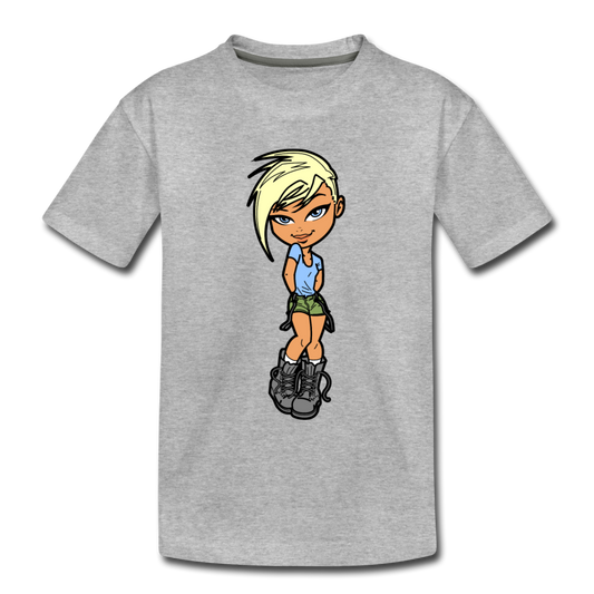 Cartoon Girl Kids T-Shirt - heather gray