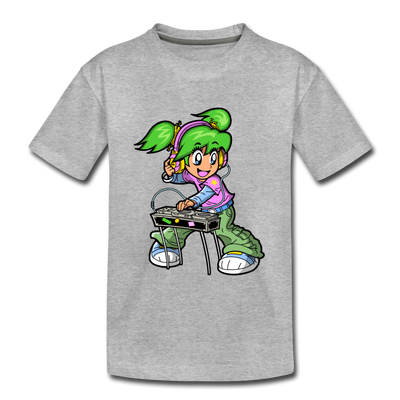 DJ Girl Cartoon Kids T-Shirt - heather gray