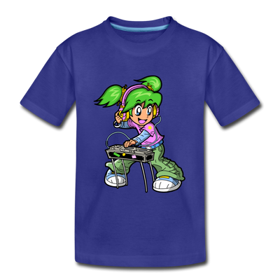 DJ Girl Cartoon Kids T-Shirt - royal blue