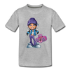 Boombox Girl Cartoon Kids T-Shirt - heather gray