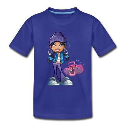 Boombox Girl Cartoon Kids T-Shirt - royal blue