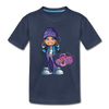 Boombox Girl Cartoon Kids T-Shirt - navy