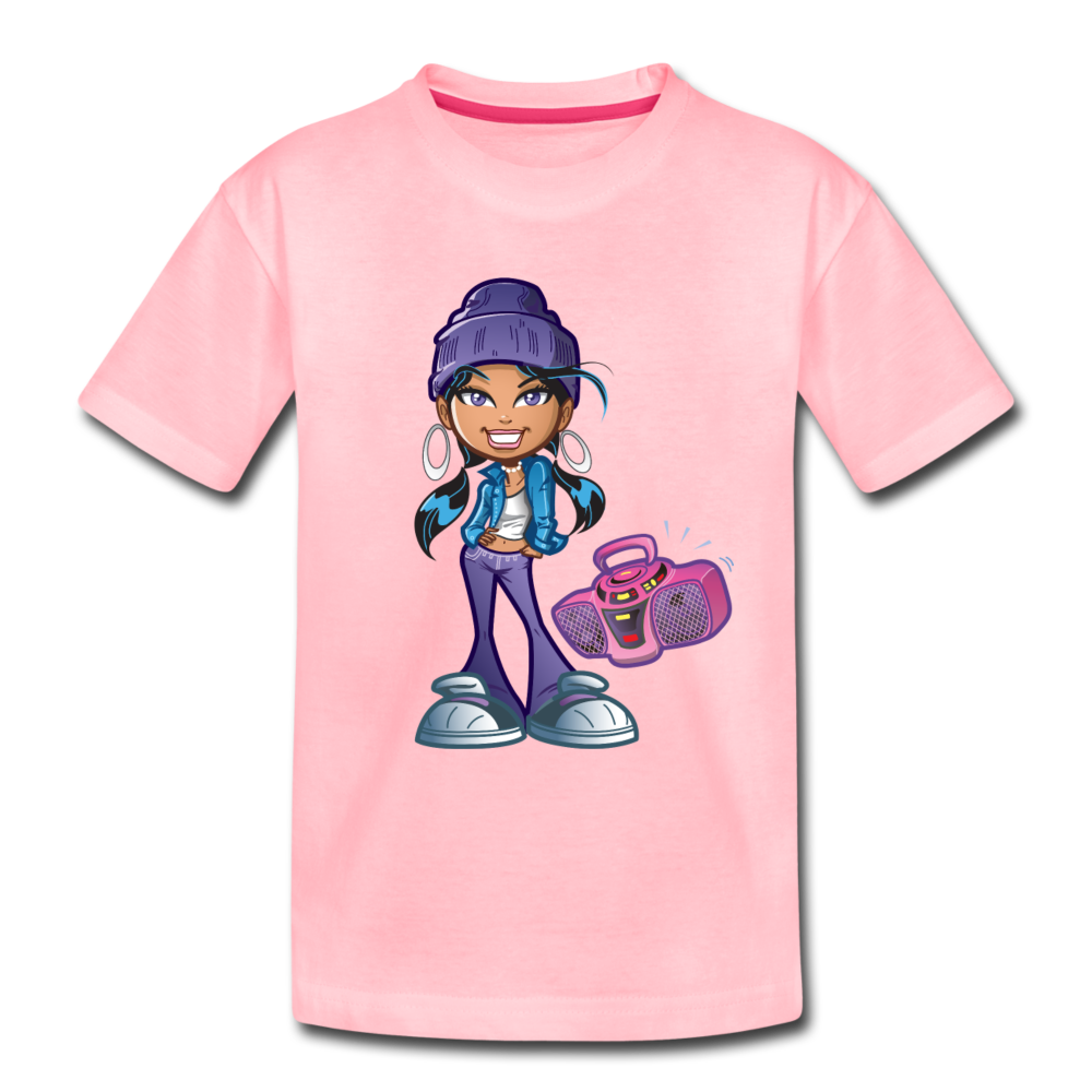 Boombox Girl Cartoon Kids T-Shirt - pink