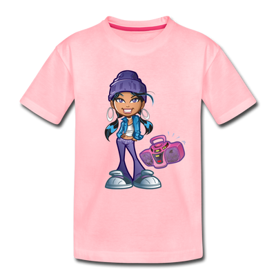 Boombox Girl Cartoon Kids T-Shirt - pink